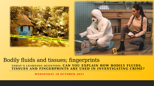 WJEC Criminology - Explain how evidence is processed - Bodily Fluids and tissues - Fingerprints