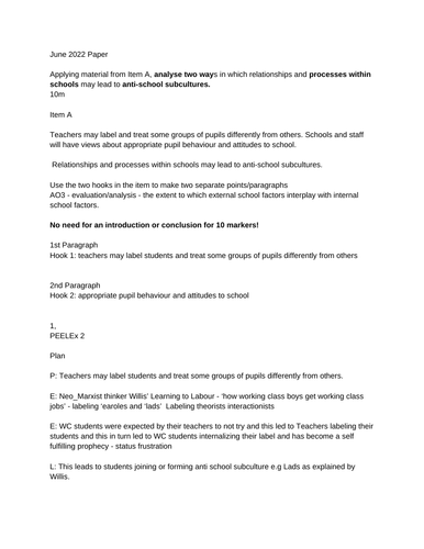 Anti school subcultures 10m plan