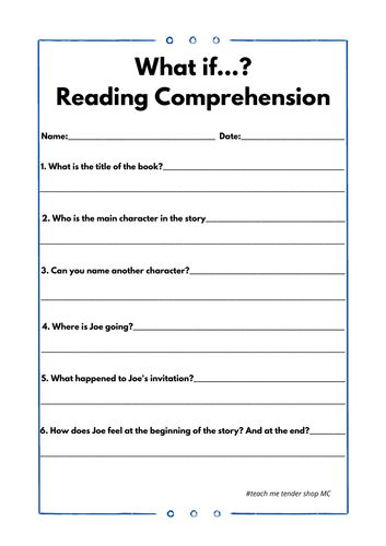 Reading Comprehension Activity + 5 worksheets to Support Teaching on What if...? by Anthony Browne