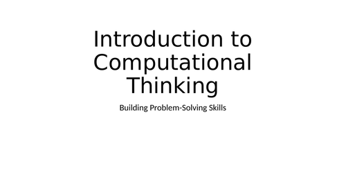 1. Key Stage 3 Computational Thinking (years 7-8) Lesson 1