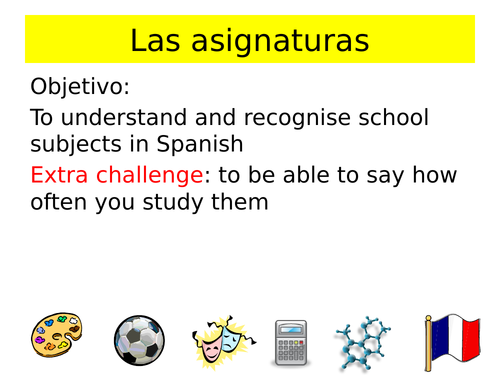 KS3 school subjects ppt Spanish