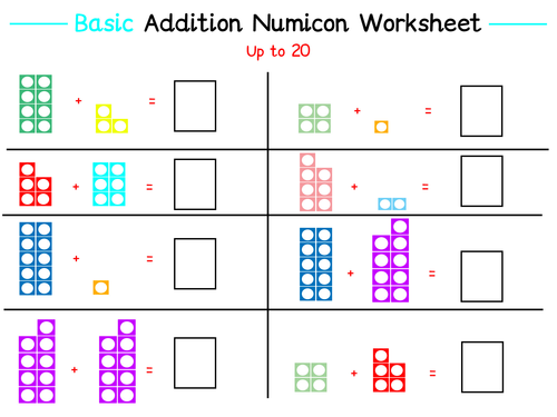 Basic Numicon Addition Worksheet | Teaching Resources