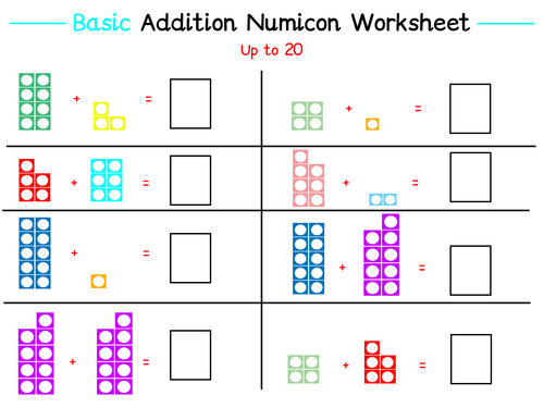 Basic Numicon Addition Worksheet