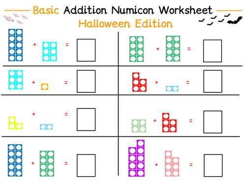 Halloween Themed Numicon Addition Worksheet