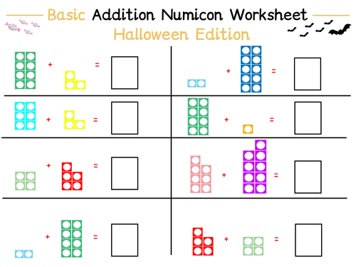 Halloween Themed Numicon Addition Worksheet NEW!