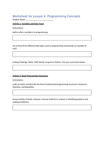 4.	Key Stage 3 Computational Thinking (years 7-8) Lesson 4