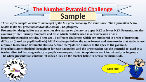 Sample Math Pyramid Challenge