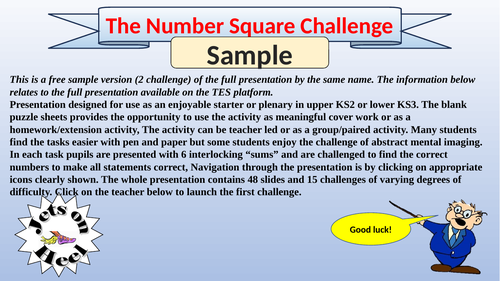 Sample Number Square Challenge