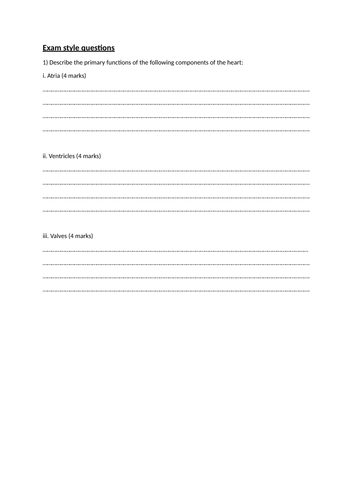Heart structure and function exam style questions