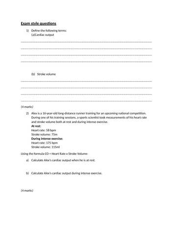 Cardiac output exam style questions