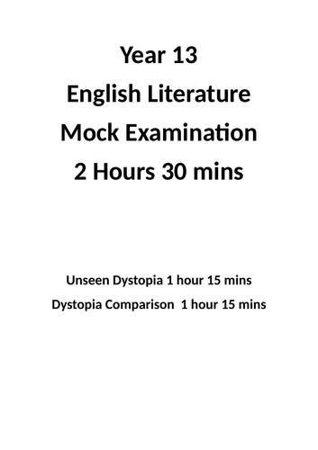 OCR A Level Literature Mock - Comparative and Contextual study