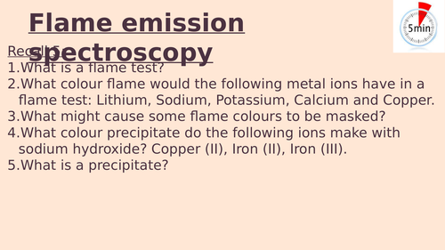 KS4 - Flame emission spectroscopy lesson (GCSE Chem only)