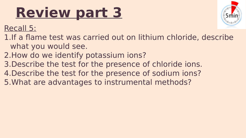 KS4 - Chemistry single science content only - Chemical analysis recap