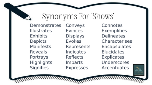 different words for shows in essays