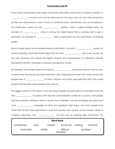 eduqas / wjec GCSE Sociology social stratification unit of work