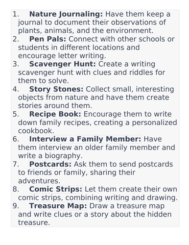 20 Creative Writing Ideas for OUTSIDE the classroom
