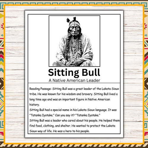 Native American heritage month activities | Sitting Bull reading comprehension