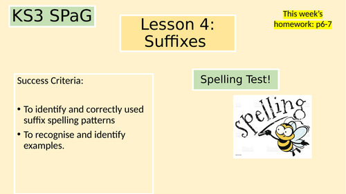 Key Stage 3 SPaG Suffixes and Double Letters Lesson 1