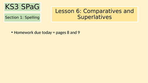 Key Stage 3 SPaG Comparatives and Superlatives