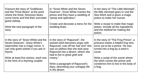 KS2, KS3, Fairy Tales Cover Homework