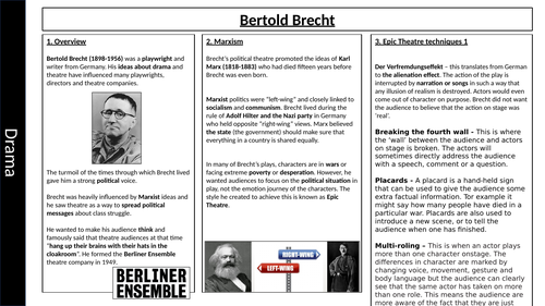 Bertold Brecht Knowledge Organiser