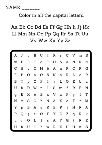 FREE: Capital Letter Practice - letter search and find worksheet