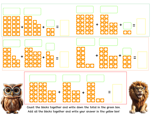 Basic Base 10 Numicon Addition Worksheet