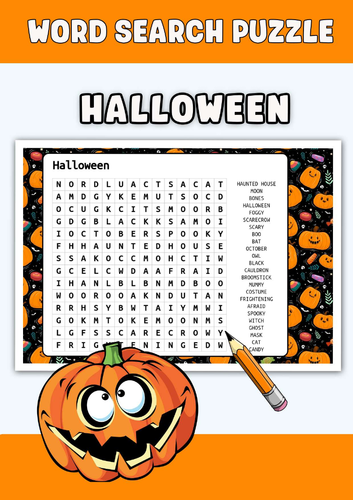 Halloween Word Search Puzzle Worksheet Activities