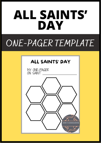All Saints' Day One-Pager - Graphic Organizers - Saints - Hexagon Organizers