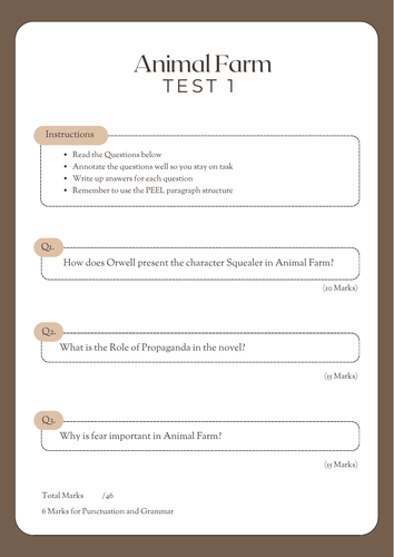 Animal Farm - Practice Test 1