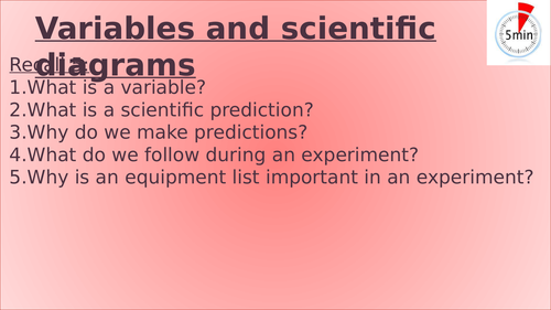 KS3 - Variables and scientific diagrams lesson