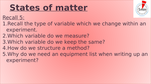 KS3 - States of matter lesson