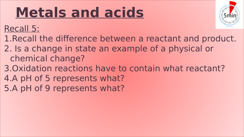 KS3 - Metal and acids lesson