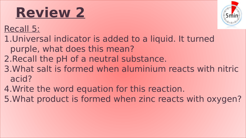 KS3 - Chemical reactions recap (part 2)