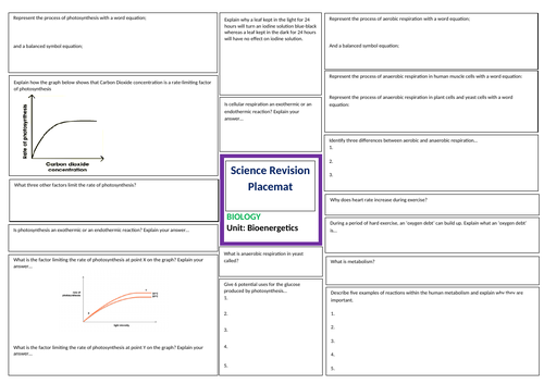 AQA Trilogy Science Bioenergetics unit