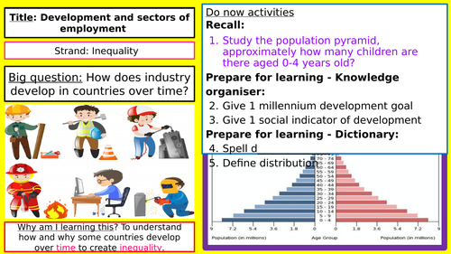 Development of sectors employment