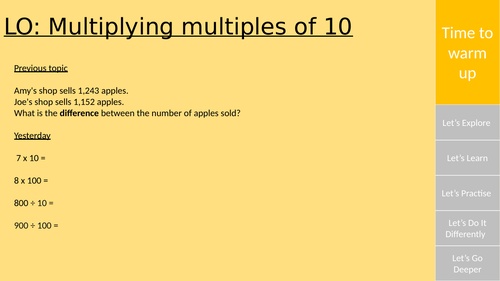 Multiplying by multiples of 10 and 100