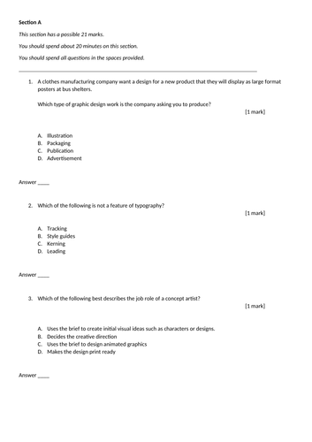 NCFE Graphic Design Mock Paper and MS