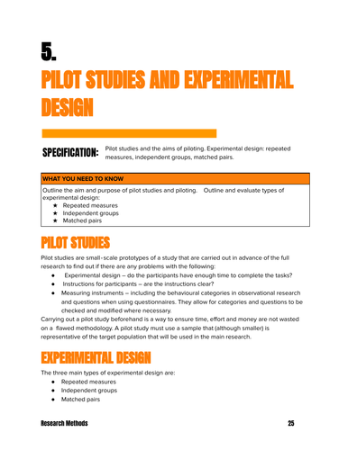 AQA Psychology - Pilot Studies and Experimental Design [A-Level Psychology]