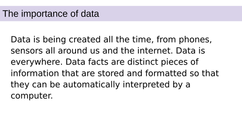 Different types of data