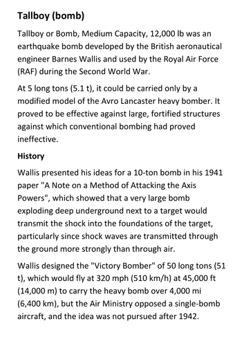 Tallboy (bomb) Handout