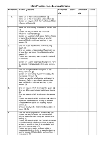 Islam Practices Exam Practice Booklet WAGOLL.