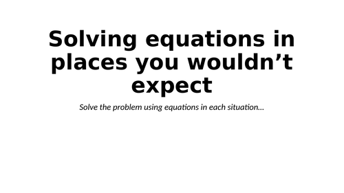 Solving Equations In Places You Wouldn't Expect