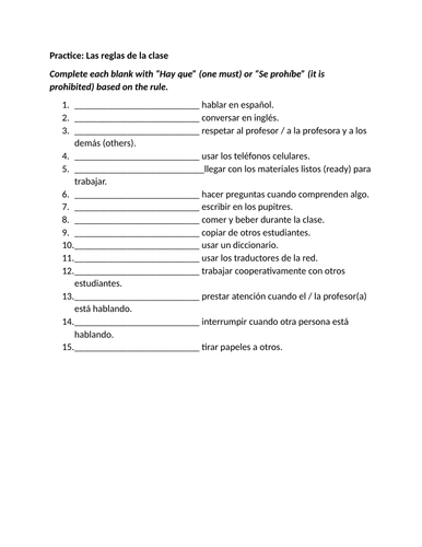 Practice: Las reglas de la clase