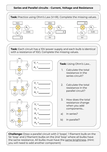 Series and Parallel circuits - Current, Voltage and Resistance