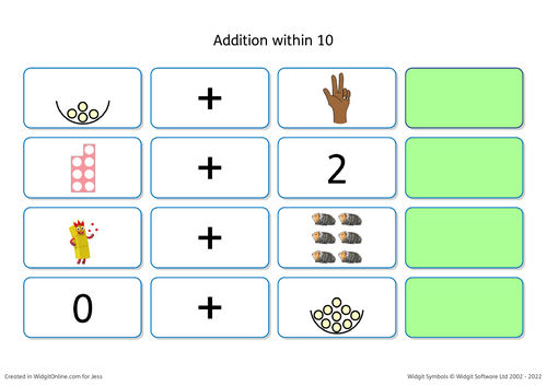 SEND Maths-Addition within 10 Worksheets