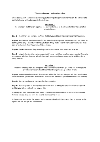 Office Telephone Call Procedure