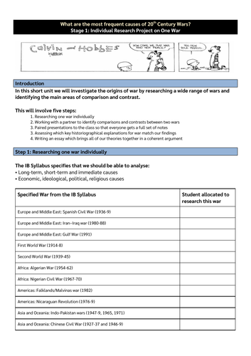 Introduction to the topic of war research task