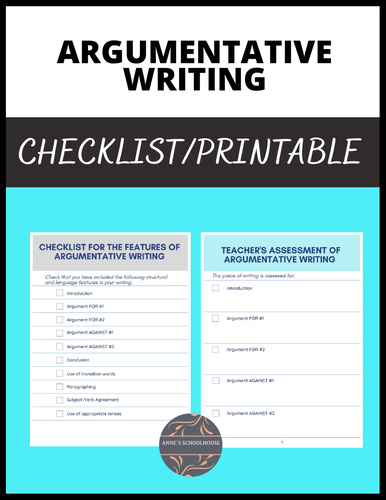 Argumentative Writing - Checklist and Assessment - Templates - ELA - Essays