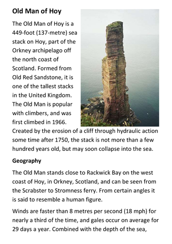 Old Man of Hoy Handout